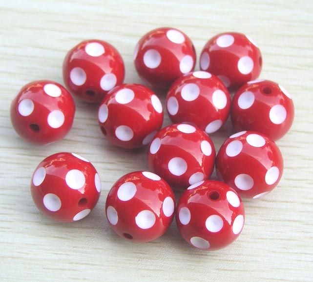 20mm Mix Color Round Acrylic Polka Dot Beads For Chunky Necklace Kids Jewelry Finding Making