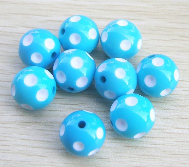 100 pçs / lote 20mm Mix Cor Rodada Acrílico Polka Dot Beads Para Chunky Colar Crianças Jóias Encontrar Fazendo