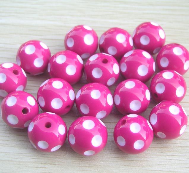 100 pçs / lote 20mm Mix Cor Rodada Acrílico Polka Dot Beads Para Chunky Colar Crianças Jóias Encontrar Fazendo