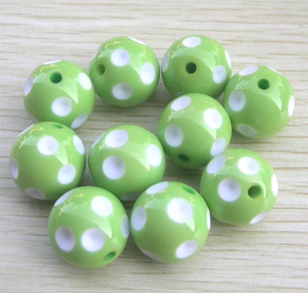 100 pçs / lote 20mm Mix Cor Rodada Acrílico Polka Dot Beads Para Chunky Colar Crianças Jóias Encontrar Fazendo