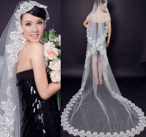 New Fast Delivery Sale Big Discount One Layer Lace Edge Bridal Veil Formal Wedding Veil For Ladies Long