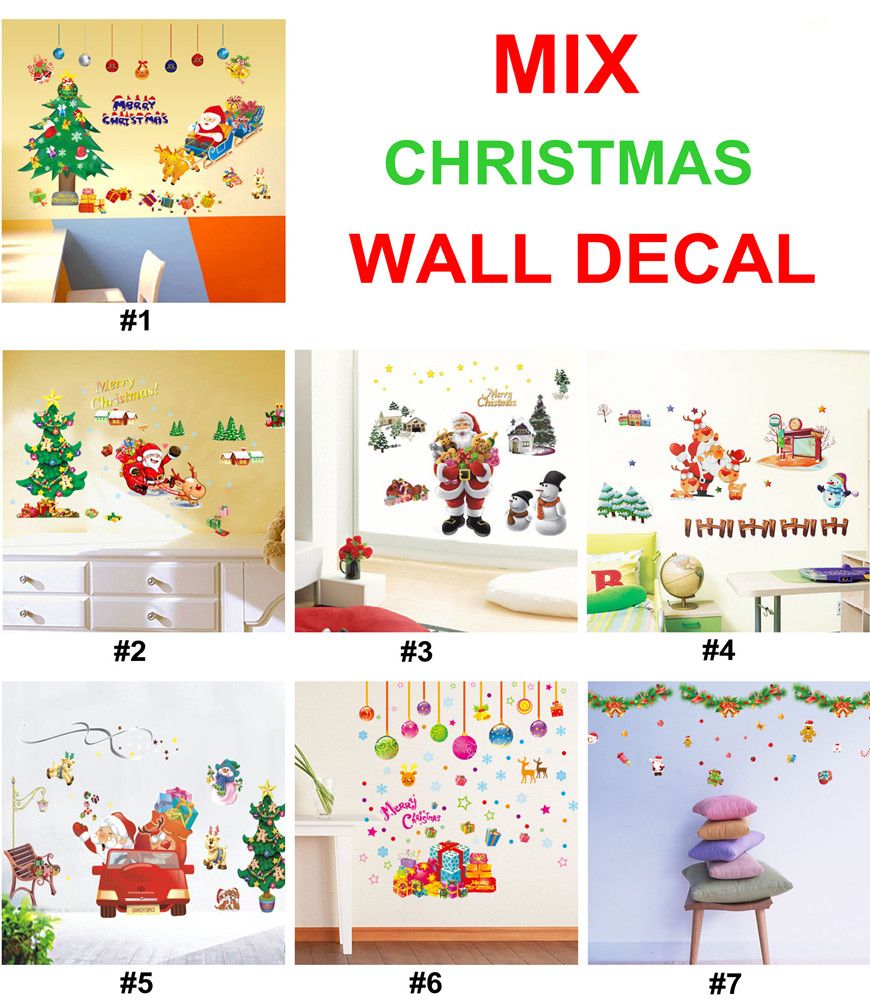 Christmas Wall Stickers Removable Xmas Wall Decal Decor 50x70cm 2014 Christmas Decorations Idea