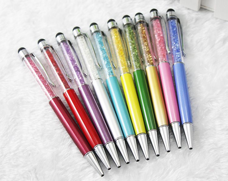 2 in 1 crystal capacitive stylus pen + write pen for Tablet Pc mobile phone or with Rubber DHL Fedex CH8562138