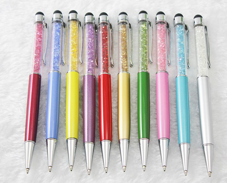 2タブレットPCの携帯電話用またはゴムDHLフェデックスのための1つの水晶静電性スタイラスペン+書き込みペンの中のペン
