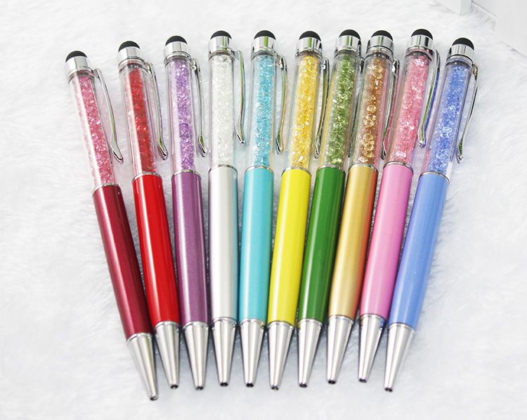 2 in 1 Crystal capacitieve stylus pen + schrijfpen voor tablet pc mobiele telefoon of met rubberen DHL FEDEX gratis verzending CH8562138