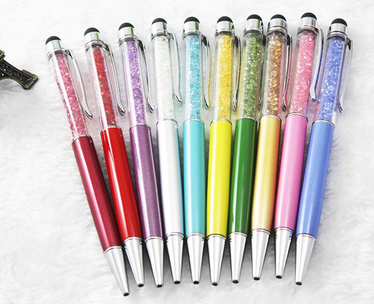 2 in 1 Crystal capacitieve stylus pen + schrijfpen voor tablet pc mobiele telefoon of met rubberen DHL FEDEX gratis verzending CH8562138