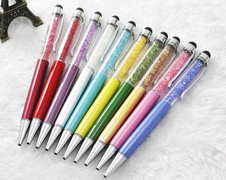 2 in 1 Crystal capacitieve stylus pen + schrijfpen voor tablet pc mobiele telefoon of met rubberen DHL FEDEX gratis verzending CH8562138