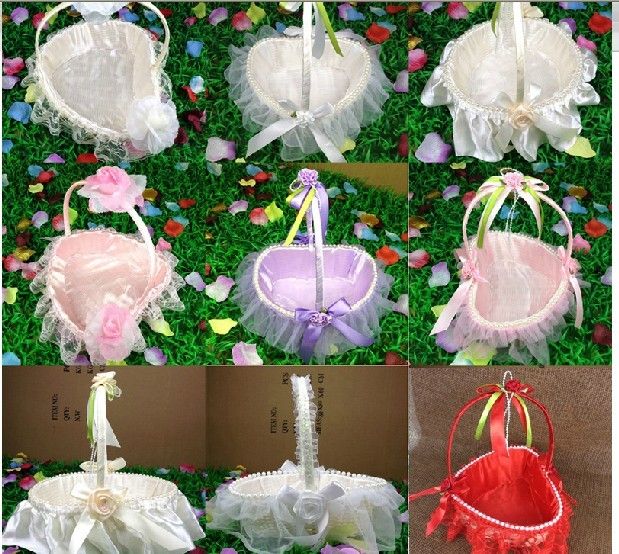 pink flower girl basket