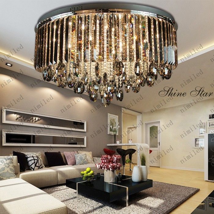 Luxury Living Room Grey Crystal Ceiling Lights Lamp Fixtures See Larger Image