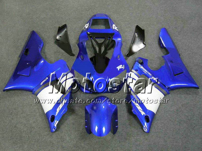 Blue Black White High Grade Fairings Zestaw do ciała dla Yamaha YZF-R1 98 99 YZFR1 YZF R1 1998 1999 YZFR1000 Walcowe części zamienne