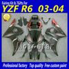 Red flame matt black fairings set for YZF600 03 04 YAMAHA YZF-R6 03 04 YZFR6 2003 2004 ABS fairing body kit YZF R6