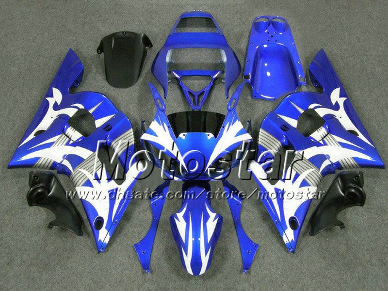 Zestaw forelowy ABS dla Yamaha YZF-R6 1998-2002 Czarny Biały Blue Body Zestawy YZFR6 98 99 00 01 02 YZF R6 Owalnia Ustaw HB17