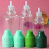 Colorful 500pcs 5ml 10ml 15ml 20ml 30ml 50ml Empty E Liquid Plastic Dropper Bottles with Child Proof Bottle caps Needle Tips E liquid