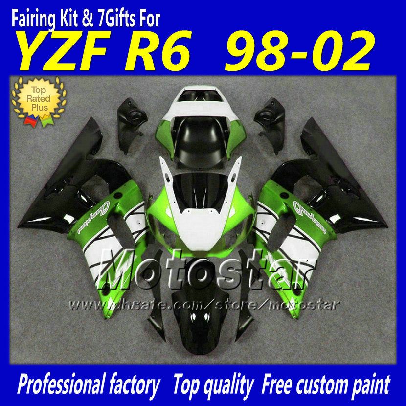 

abs green white black fairing bodykit for yzf r6 19982002 yamaha body kits yzfr6 98 99 00 01 02 yzfr6 motorcycle fairings, Multi-color