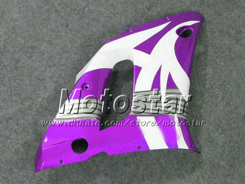 Pièces de moto personnalisées violet blanc noir pour carénage yamaha yzfr6 1998 1999 2000 2001 2002 yzfr6 9802 kit de carénages yzf r6