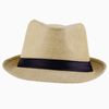 Vintage Panamá Sombrero de Paja Beige Hombres Fedora Verano Stingy Brim Cap Fit Beach Travel ZDS4
