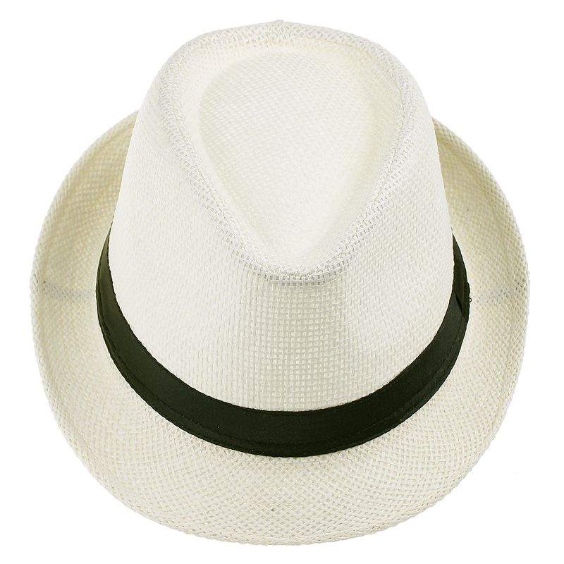 Unisex Panama Straw Hat Men Fedora Chic Summer Stingy Brim Cap Fit Beach Travel ZDS6*10