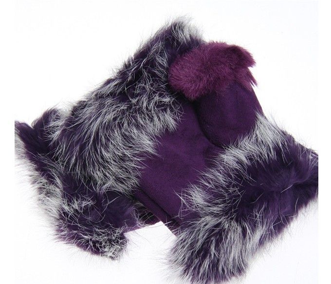 Wholesale - Beautiful Rabbit Fur Gloves Lady's Winter Fingerless Mmulti-colored Half-fingers Glove 