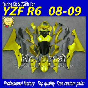 Vendita calda parti moto d'oro nero per carenatura YAMAHA YZF-R6 2008 2009 2010 YZFR6 YZF R6 08 09 10 kit carenature YZFR600 Vf23