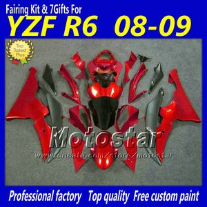 ABS nero rosso parti del motociclo per yamaha carenatura yzfr6 2008 2009 2010 yzfr6 yzf r6 08 09 10 yzfr600 carenature kit7 regali vf25