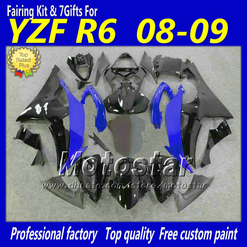 

High quality black blue bodywork set for YAMAHA YZF-R6 2008 2009 2010 YZFR6 fairing kit YZF R6 YZFR600 08 09 10 ABS body kits Vf36, Multi-color