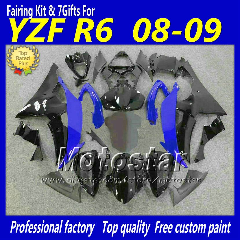 Juego de carrocería azul negro de alta calidad para YAMAHA YZF-R6 2008 2009 2010 YZFR6 kit de carenado YZF R6 YZFR600 08 09 10 kits de carrocería ABS Vf36