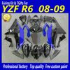 High quality black blue bodywork set for YAMAHA YZF-R6 2008 2009 2010 YZFR6 fairing kit YZF R6 YZFR600 08 09 10 ABS body kits Vf36