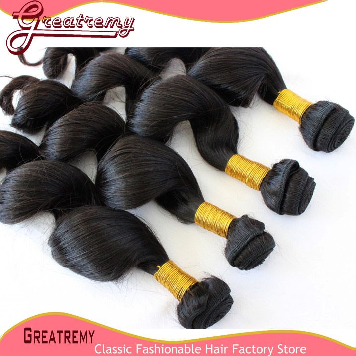Greatremy 100% Malaysian Virgin Hair Extension 12"-30" Hair Weft Loose Wave Human Hair Bundles Natural Color DHL 