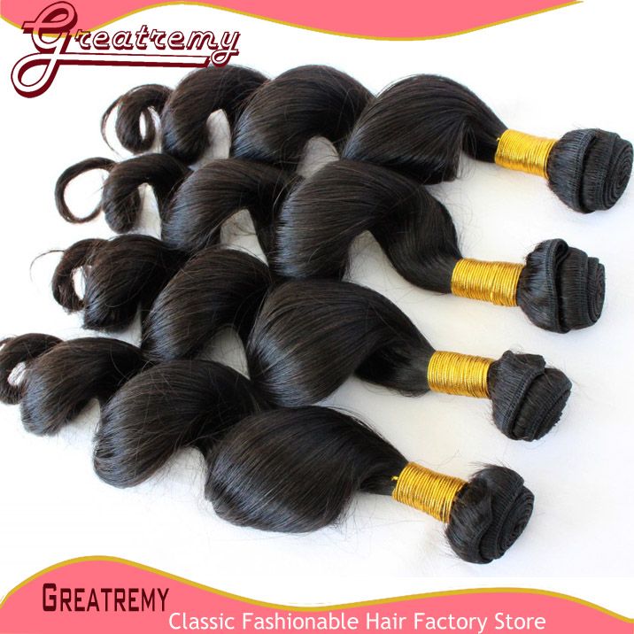 Greatremy 100% Malaysian Virgin Hair Extension 12"-30" Hair Weft Loose Wave Human Hair Bundles Natural Color DHL 