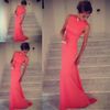 2017 Formfitting Sheath High Neck Formal Long Coral Evening Dress Event Gown prom long vestidos de noiva1447546