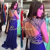 Gorgeous A Line royal Blue Evening Dress Floor Length Chiffon Keyhole Back Evening Gowns Bella Formal Sexy Prom Dresses Beads Sequins