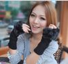 Wholesale - hot selling rabbit fur gloves,lady's winter long fingerless gloves,hand wrist half-fingers gloves