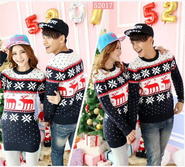 2021 New Couple Matching Christmas Sweaters With Reindeer For Women&Men SnowFlake Pattern,Above 