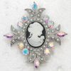 Partihandel Marquise Crystal Rhinestone Faux Pearl Flower Portrait Cameo Pin Brosch Smycken Gift C704