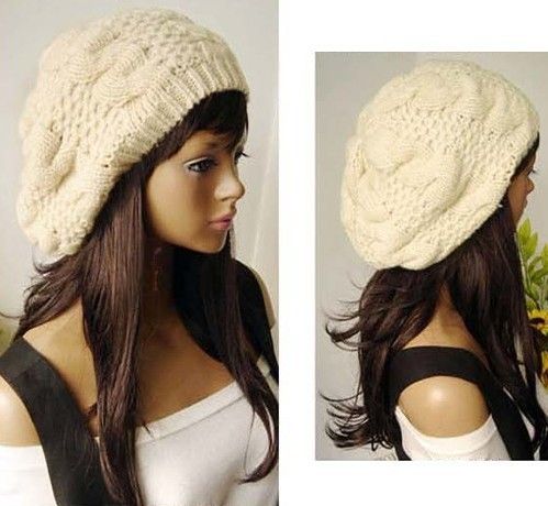 新しい到着女性の冬の暖かいニットかぎ針編みの帽子のバギーBeret Beanie Hat Cap