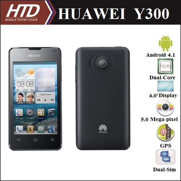 Original Huawei Y300 1GHz Dual Core Dual SIM Android 4.1 Multi Language Smart Phone With 5.0MP