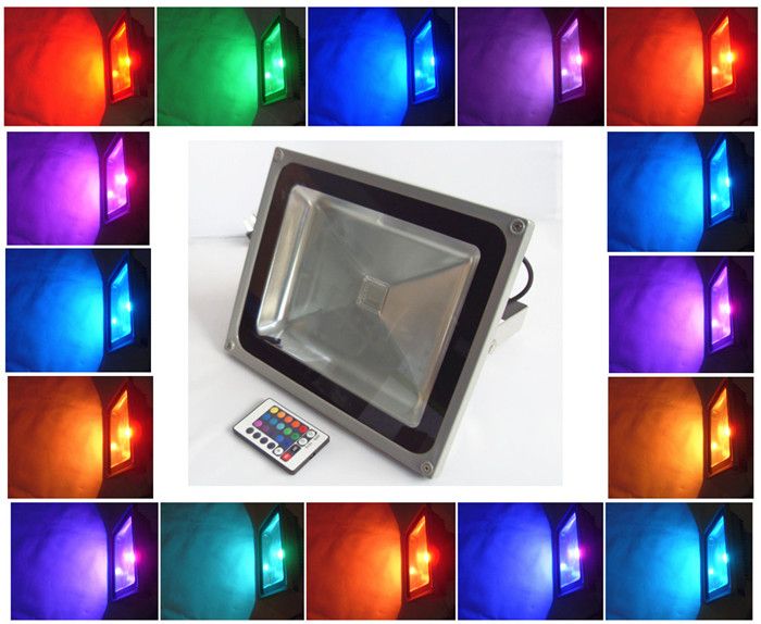 50W RGB LED Flood Projector Lights AC 85265V Outdoor Waterproof IP65 Lighting Floodlight Changing Lamp 24 Keys Remote 8318102