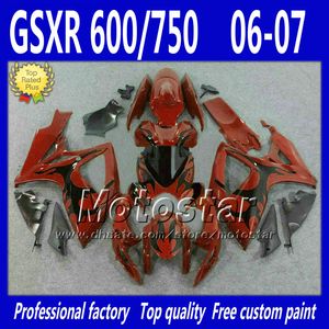 Custom Fairing Kit för injektion Suzuki 2006 2007 GSX R600 R750 K6 GSXR600 / 750 06 07 Kroppsreparationsfeedningar