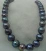 NEW FINE PEARL JEWELRY RARE TAHITIAN 12-13MMSOUTH SEA BLACK BLUE PEARL NECKLACE 19inch 14K