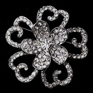 Wholesale rhinestone bouquets resale online - 2 quot Rhodium Silver Full Rhinestone Crystal Diamante Large Flower Wedding Bouquet Accessory Party and Bridal Brooch