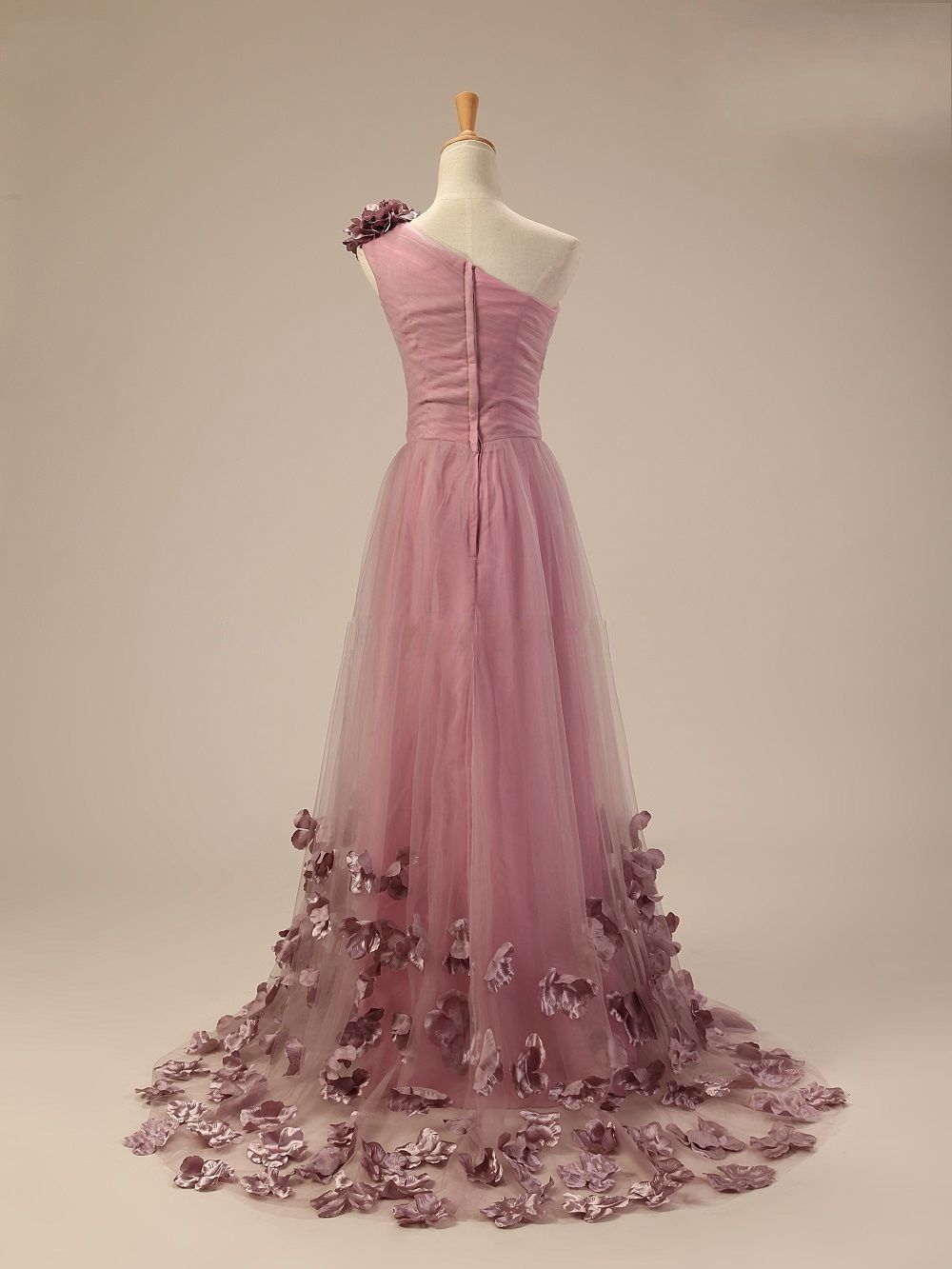 Real Images 2014 Best Sell Ladies Popular A Line One Shoulder Appliques