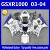 7ギフトオートバイフェアリングキットスズキGSX-R1000 K3 03 04 GSXR 1000 2003 2004 GSX R1000ホワイトブルーCorona Freeship Fairings Bodykits GY6