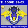 7Gifts ABS blue yellow black motorcycle fairings for SUZUKI TL1000R 98-03 freeship fairing kit TL 1000R 1998 1999 2000-2003 body fairing