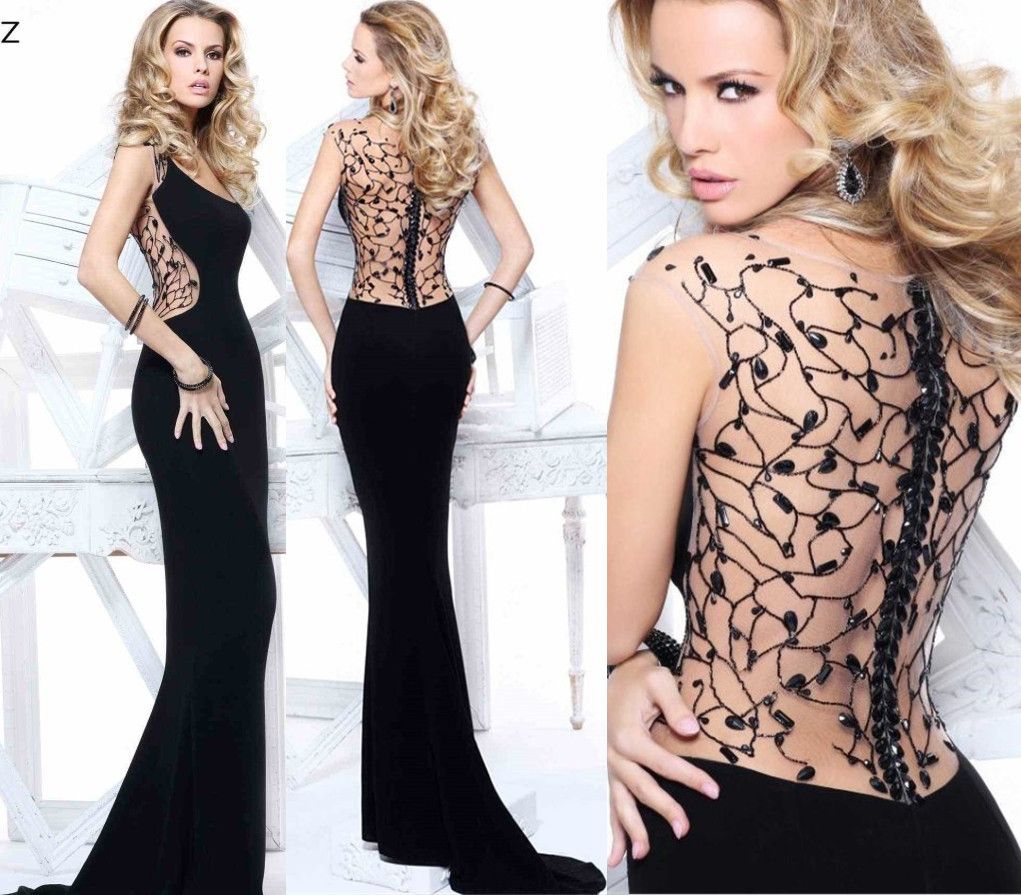 2014 Sexy Black Tarik Ediz Women Evening Dresses Long