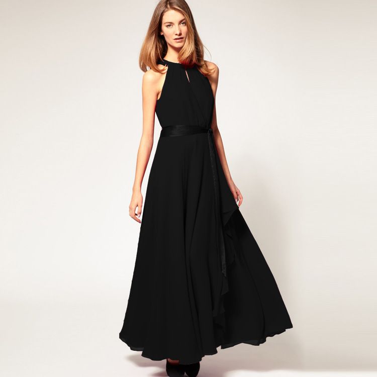 black flowy chiffon dress