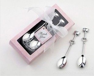 Partihandel - Gratis frakt - Teatime Wedding Favors Love Beyond Measter Heart Measuring Spoons in Gift / Coffee Spoon 2 PCS / Set Thin Style