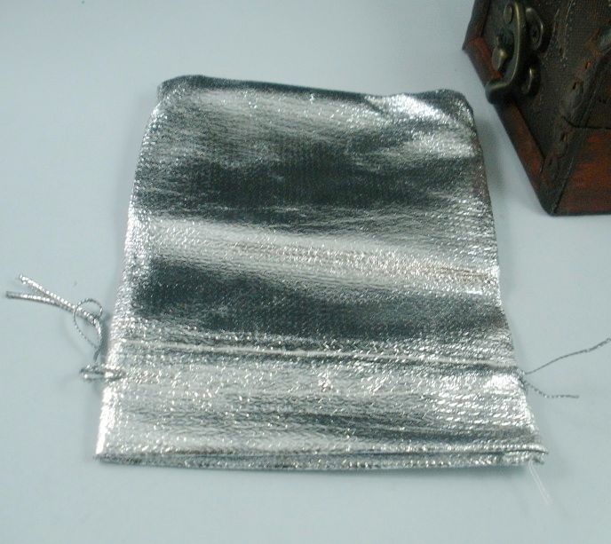 100st Silverpläterade Gaze Smycken Presentpåse Väskor för bröllopsfavörer med dragsko 7x9cm