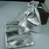 100Pcs Silver Plated Gauze Jewelry Gift Pouch Bags For Wedding Favors With Drawstring 7x9cm