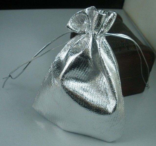 Silver Plated Gauze Jewelry Gift Pouch Bags For Wedding Favors With Drawstring 7x9cm258S