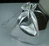 100Pcs Silver Plated Gauze Jewelry Gift Pouch Bags For Wedding Favors With Drawstring 7x9cm